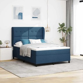 vidaXL Κρεβάτι με ελατήρια με στρώμα Μπλε 140 x 200 cm ύφασμα