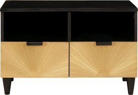 vidaXL Ντουλάπι TV Μαύρο και Χρυσό 70 x 33 x 46 εκ Επεξεργασμένο Ξύλο