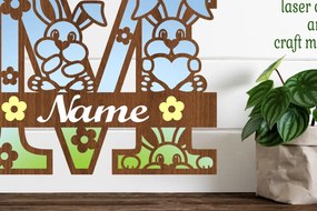 Σετ των 2 Intra απο ξύλο plywood 3mm-4mm πάχος Κουνελάκι κεφαλαίο μονόγραμμα Γράμμα M Δίασταση 30x20 cm INTRAFABR-72791986