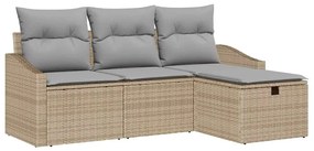vidaXL Σετ Καναπέ Κήπου με μαξιλάρι 4 pcs Μπεζ Πολυ ράταν