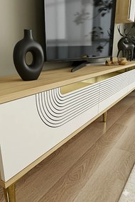 Stewehome Σετ μονάδας τηλεόρασης με ράφια λευκό τραβερτίνη και ασημί 180x30x41 cm