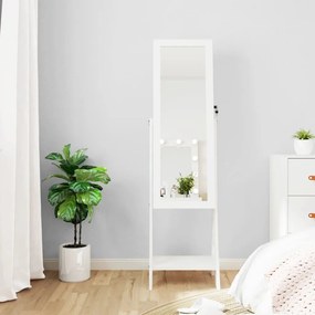 vidaXL Έπιπλο Κοσμημάτων με Καθρέφτη & LED Φώτα Επιδαπέδιο Λευκό