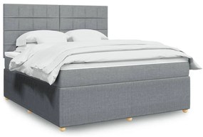 Κρεβάτι Boxspring με Στρώμα Ανοιχτό Γκρι 180x200 εκ. Υφασμάτινο - Γκρι