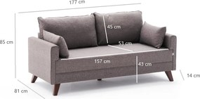 Διθέσιος Καναπές Καφέ BELLA 81x177x85