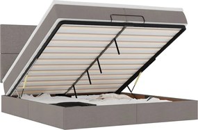 vidaXL Οθωμανικό κρεβάτι με στρώματα Taupe 200x200cm ύφασμα