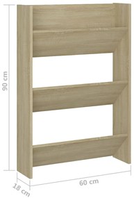 vidaXL Παπουτσοθήκη Τοίχου Sonoma Δρυς 60x18x90 εκ. Μοριοσανίδα