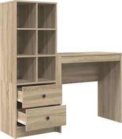 vidaXL Γραφείο με συρτάρι με ράφι με αποθήκευση 2 pcs Δρύς Sonoma