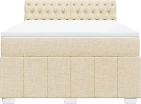 vidaXL Κρεβάτι Boxspring με Στρώμα Κρεμ 140x190 εκ. Υφασμάτινο