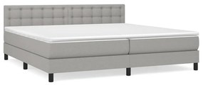 Κρεβάτι Boxspring με Στρώμα Ανοιχτό Γκρι 200x200 εκ. Υφασμάτινο - Γκρι