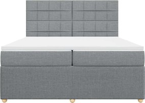 vidaXL Κρεβάτι Boxspring με Στρώμα Ανοιχτό Γκρι 200x200 εκ. Υφασμάτινο