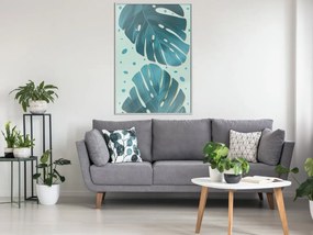 Αφίσα - Pastel Monstera Leaves - 30x45 - Χρυσό - Με πασπαρτού