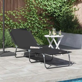vidaXL Πτυσσόμενη ξαπλώστρα Μαύρο 188 x 57 x 86,5 εκ. Πολυεστέρας