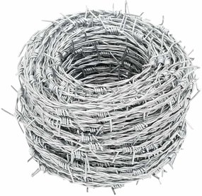 vidaXL Αγκαθωτό Σύρμα Ασημί 100 m