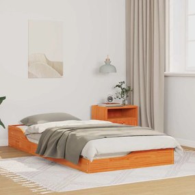 vidaXL Κρεβάτι δαπέδου Καφέ κεριού 90 x 190 cm Μασίφ ξύλο πεύκου