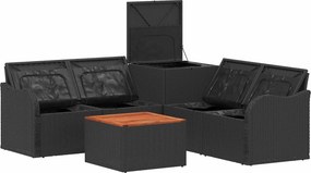 vidaXL Σετ Καναπέ 6 τμχ. Μαύρο 55 x 55 x 37 εκ Πολυ-ρακί και Χάλυβας