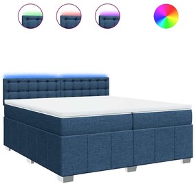 vidaXL Κρεβάτι Boxspring με Στρώμα Μπλε 200x200 εκ. Υφασμάτινο