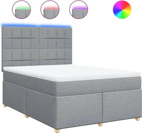 vidaXL Κρεβάτι Boxspring με Στρώμα Ανοιχτό Γκρι 140x200 εκ. Υφασμάτινο