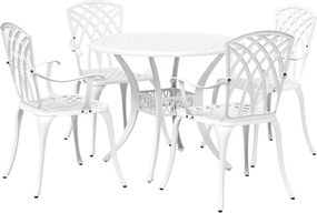 vidaXL Σέτ φαγητού για κήπο 5 pcs Λευκό Αλουμίνιο