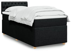 vidaXL Κρεβάτι Boxspring με Στρώμα Μαύρο 90x190 εκ.Υφασμάτινο