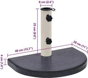 vidaXL Βάση Ομπρέλας Μαύρη 40 x 28 x 4 εκ. από Γρανίτη