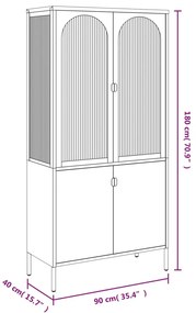 ΨΗΛΟ ΝΤΟΥΛΑΠΙ ΜΑΥΡΟ 90 X 40 X 180 ΕΚ. ΑΠΟ ΓΥΑΛΙ ΚΑΙ ΑΤΣΑΛΙ 353000