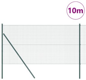 vidaXL Σέτ Πόλων Φράχτη  Σετ 2 Πράσινο Ατσάλι, PVC 10 x 1 μ Ανθεκτικό