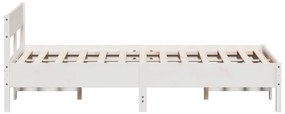vidaXL Σκελετός Κρεβ. Χωρίς Στρώμα Λευκό 160x200 εκ Μασίφ Πεύκο