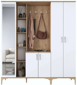 Έπιπλο Εισόδου 893RAN5428 180x37,5x198,6cm Walnut-White Μοριοσανίδα, Μελαμίνη