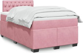 vidaXL Κρεβάτι Boxspring με Στρώμα Ροζ 120x200 εκ. Βελούδινο