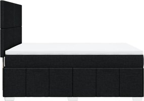 vidaXL Κρεβάτι Boxspring με Στρώμα Μαύρο 140x190 εκ. Υφασμάτινο