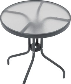 Tραπεζαρία Watson-Sussie pakoworld σετ 3τεμ μέταλλο ανθρακί-γυαλί Φ60x70εκ