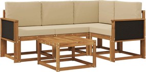 vidaXL Σειρά Καναπέ Εξωτερικού 5 pcs Φυσικό και Μπεζ Πολυεστέρας