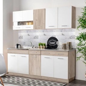 Έτοιμη Σύνθεση Κουζίνα Dalila 80 Γκρί Δρύς - Λευκό 80x51,5x206,5 εκ. 80x51.5x206.5 εκ.