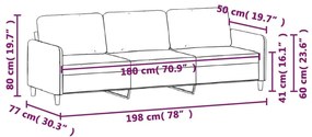 Καναπές Τριθέσιος Σκούρο γκρι 180 εκ. Βελούδινος - Γκρι