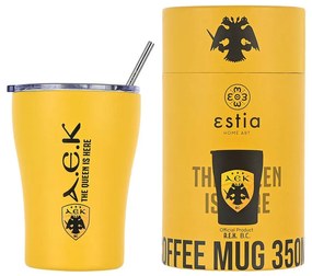 Estia 00-13271 Coffee Mug Ποτήρι Θερμός με Καλαμάκι AEK BC 350ml