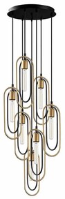 Φωτιστικό Οροφής Cerco 584TTM1188 48x48x132cm 7xE27 40W Black-Gold Opviq