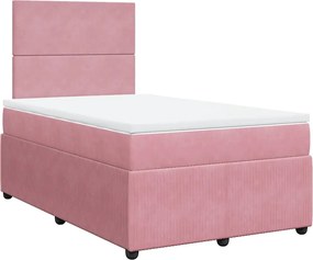 vidaXL Κρεβάτι Boxspring με Στρώμα Ροζ 120x190 εκ. Βελούδινο