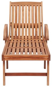 vidaXL Ξαπλώστρα από Μασίφ Ξύλο Teak με Μπλε Μαξιλάρι