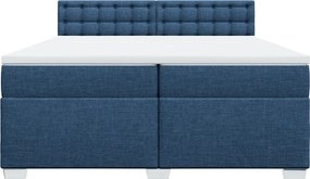 vidaXL Κρεβάτι Boxspring με Στρώμα Μπλε 200x200 εκ. Υφασμάτινο