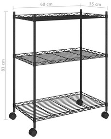 vidaXL Ραφιέρα 3 Επιπέδων με Τροχούς Μαύρη 60x35x81 εκ. 150 κ.
