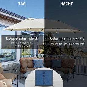 Outsunny Ομπρέλα Ηλίου Οβάλ Κρεμ Λευκό 440 x 256 cm