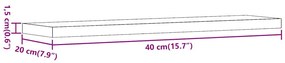 Ραφιέρες Τοίχου 4 τεμ. Όψη Παλαιού Ξύλου 40x20x1,5εκ Επεξ. Ξύλο - Καφέ