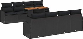 vidaXL Σετ Καναπέ Κήπου με μαξιλάρι 7 pcs Μαύρο