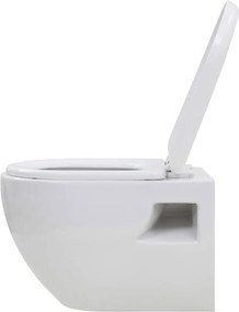 vidaXL Λεκάνη Κρεμαστή Λευκή Κεραμική με Εντοιχιζόμενο Καζανάκι