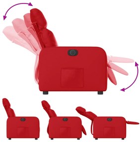 vidaXL Πολυθρόνα Ανακλινόμενη Ηλεκτρική Κόκκινη από Συνθετικό Δέρμα
