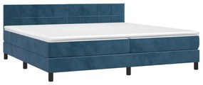 ΚΡΕΒΑΤΙ BOXSPRING ΜΕ ΣΤΡΩΜΑ &amp; LED ΣΚ. ΜΠΛΕ 200X200ΕΚ. ΒΕΛΟΥΔΙΝΟ 3134427