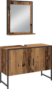 vidaXL Σετ Επίπλων Μπάνιου με ράφι 4 pcs Καφέ Επεξεργασμένο ξύλο