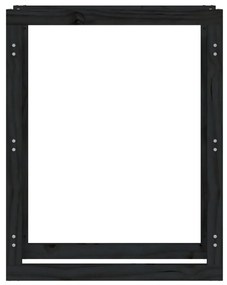 vidaXL Ραφιέρα Καυσόξυλων Μαύρη 80x25x100 εκ. από Μασίφ Ξύλο Πεύκου
