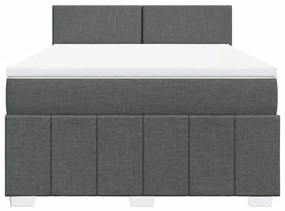 Κρεβάτι Boxspring με Στρώμα Σκούρο Γκρι 140x200 εκ Υφασμάτινο - Γκρι