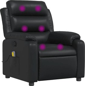 vidaXL Πολυθρόνα Μασάζ Ανακλινόμενη Μαύρη από Συνθετικό Δέρμα